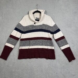 American Eagle Sweater Womens M Shawl Collar Soft Pullover Knit Stripe Cozy Y2K